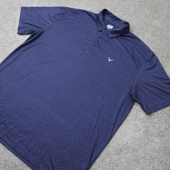 Callaway Opti-Dri Polo Shirt Mens XL Blue/Pink Geometric Golf Stretch S/S - Picture 4 of 13